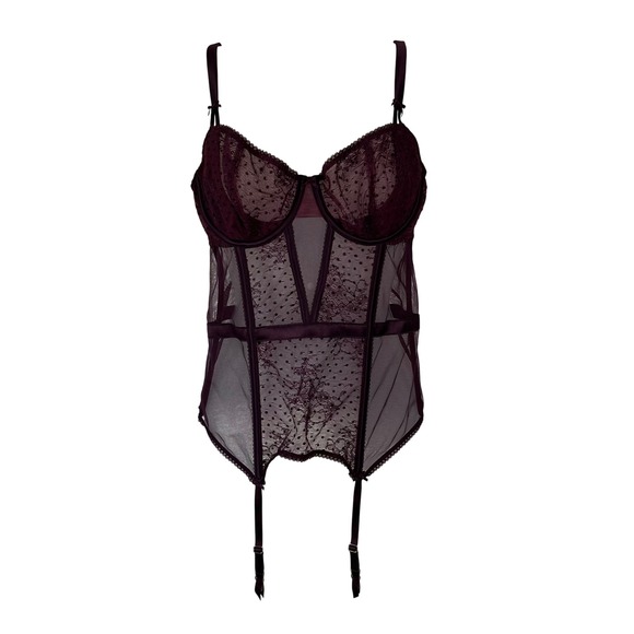 NWT Victoria's Secret Lace Corset‎ Bustier Lingerie Purple Size Large - Picture 1 of 5